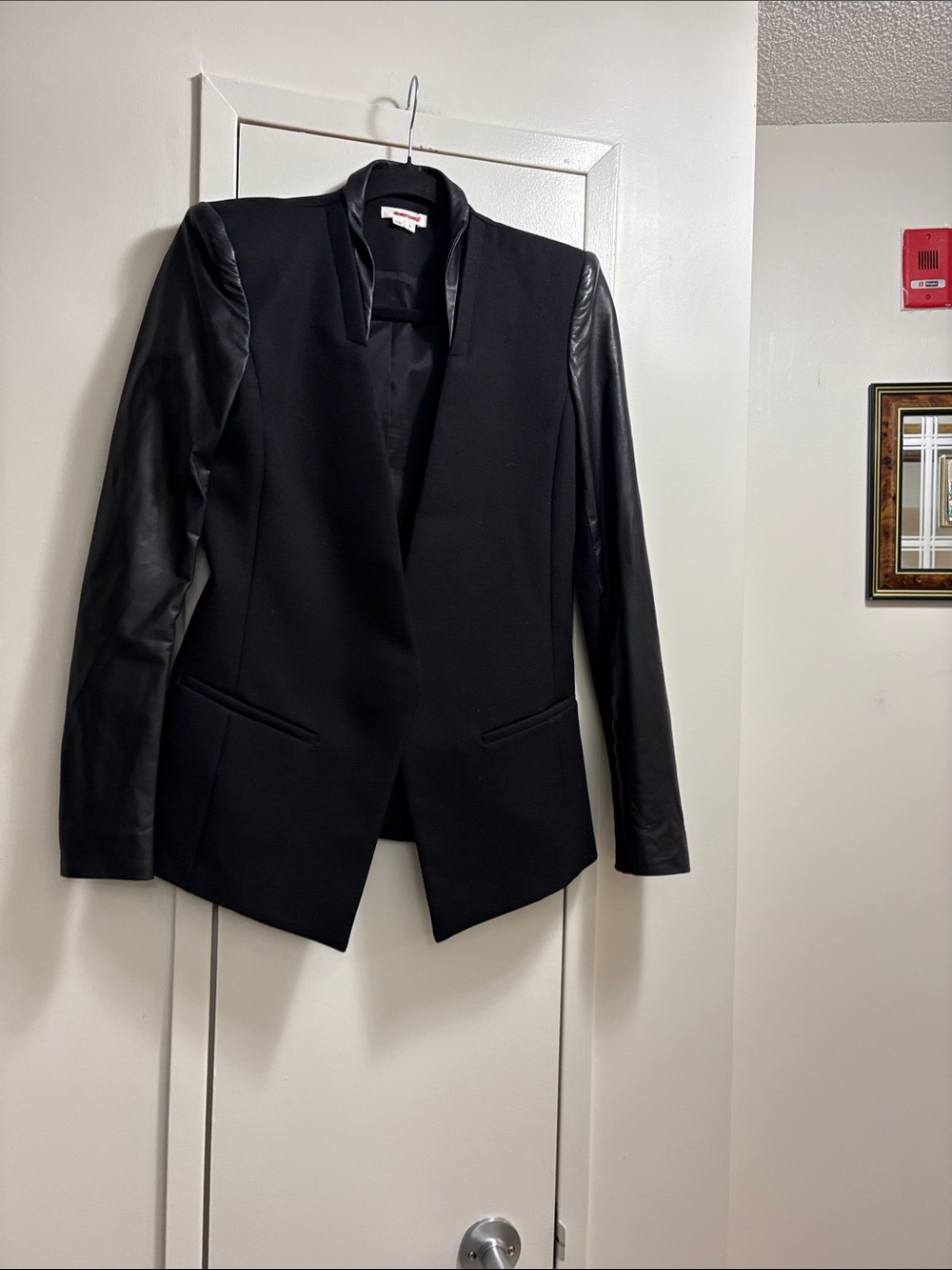 Helmut Lang Black Women’s Leather Sleeve Blazer Jacket